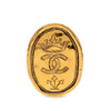Chanel CC Gold Plated Crown Oval Brooch Secondhand