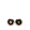 Chanel CC Two Tone Brass Enamel Clip On Earrings Secondhand