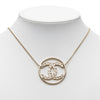 Chanel CC Gold Plated Strass Round Pendant Necklace Secondhand