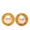 Chanel Gold Plated Faux Pearl Clip On Earrings Secondhand