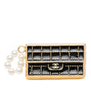Chanel CC Gold Plated Choco Bar Enamel and Faux Pearl Flap Bag Brooch Secondhand