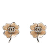 Chanel CC Brass Enamel and Strass Clover Clip On Earrings Secondhand