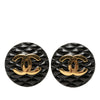 Chanel CC Resin and Gold Plated Quilted Button Clip On Earrings Secondhand