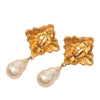 Chanel CC Gold Plated  Faux Pearl Drop Clip On Earrings Secondhand