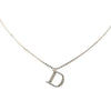 Dior Silver Double Chain Crystal D Logo Pendant Necklace Secondhand