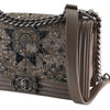 Chanel Old Medium Metallic Goatskin Crystal Boy Flap Secondhand