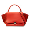 Celine Medium Drummed Calfskin and Suede Trapeze Satchel Secondhand