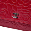 Secondhand Chanel CC Embossed Lambskin Camellia Wallet On Chain