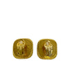 Chanel CC Gold Plated Enamel Square Clip On Earrings Secondhand