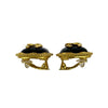 Chanel CC Gold Plated Enamel Square Clip On Earrings Secondhand