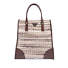 Prada Vitello Trimmed Tweed Flat Tote Secondhand
