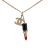 Chanel CC Gold Plated Strass Resin Lipstick Pendant Necklace Secondhand
