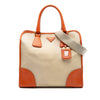 Prada Saffiano Trimmed Canvas Canapa Satchel Secondhand