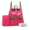Gucci Grained Calfskin Web Logo Drawstring Backpack Secondhand