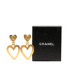 Chanel CC Gold Plated Heart Dangle Clip On Earrings Secondhand