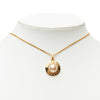 Chanel Gold Plated Faux Pearl Logo Round Pendant Necklace Secondhand