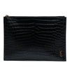 Saint Laurent Croc Embossed Leather Tiny Monogram Zipped Tablet Holder Secondhand