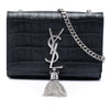 Saint Laurent Small Croc Embossed Leather Monogram Kate Tassel Crossbody Secondhand
