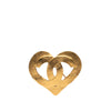 Chanel Gold Plated CC Heart Brooch Secondhand