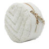 Chanel CC Chevron Shearling Round Clutch with Chain Secondhand