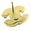 Chanel Gold Plated Enamel CC Push Back Earrings Secondhand