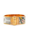 Secondhand Hermès Wide Printed Enamel Coup de Fouet Au Bloc Hinged Bracelet PM