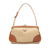 Prada Leather Trimmed Tessuto Kisslock Frame Pochette Secondhand