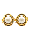 Secondhand Chanel Gold Plated Faux Pearl Round Clip on Earrings