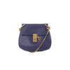 Chloe Drew Leather Chain Crossbody Bag in Navy Blue Secondhand