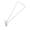 Chanel Silver Plated CC Heart Pendant Necklace Secondhand