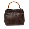 Secondhand Gucci Woven Leather Bamboo Satchel