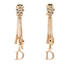 Dior Gold Plated Strass Flower Logo Charm Drop Clip On Earrings Secondhand