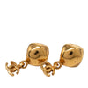 Chanel CC Gold Plated Dangling Push Back Earrings Secondhand