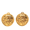 Chanel Gold Plated Logo and Lion Clip On Earrings Secondhand