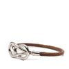 Secondhand Hermès Palladium Plated and Leather Atame Knot Bracelet
