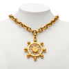 Chanel Gold Plated CC Ship Wheel Pendant Necklace Secondhand