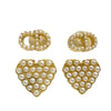 Dior Gold Plated Faux Pearl CD Logo Heart Drop Bullet Back Earrings Secondhand