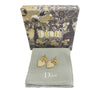 Dior Gold Plated Faux Pearl CD Logo Heart Drop Bullet Back Earrings Secondhand