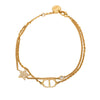 Dior Gold Plated and Strass Petit CD Logo Heart Charm Double Chain Bracelet Secondhand