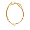 Dior Gold Plated and Strass Petit CD Logo Heart Charm Double Chain Bracelet Secondhand