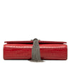 Secondhand Saint Laurent Small Croc Embossed Leather Monogram Kate Tassel Crossbody