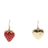 Louis Vuitton Gold Plated Resin and Strass Strawberry Heart Earrings Secondhand