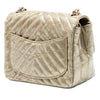 Chanel Mini Square Classic Chevron Metallic Crumpled Calfskin Single Flap Secondhand