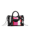 Secondhand Balenciaga Small Lambskin Motocross Striped Classic City Satchel