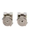 Secondhand Hermès Palladium Plated and Enamel Cage D H Push Back Earrings