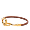 Hermès Gold Plated and Leather Jumbo Hook Bracelet Secondhand