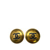 Chanel CC Gold Plated and Enamel Round Clip On Earrings Secondhand