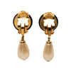 Chanel CC Gold Plated Resin and Faux Pearl Drop Clip On Earrings Secondhand