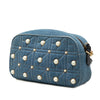 Gucci Small GG Marmont Pearl Studded Denim Crossbody Secondhand
