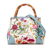 Gucci Small Canvas Flora Bamboo Shopper Satchel Secondhand